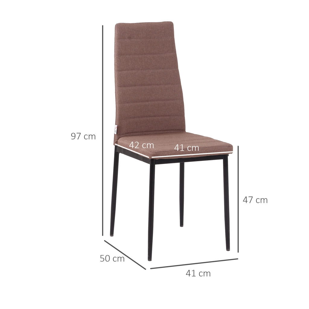 Set 4 Sedie Imbottite per Soggiorno o Sala da Pranzo, Sedie da Cucina Moderne, in Metallo e Tessuto Cachi