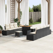 Set Divano da Giardino con cuscino 10 pcs Nero polyrattan 3362745