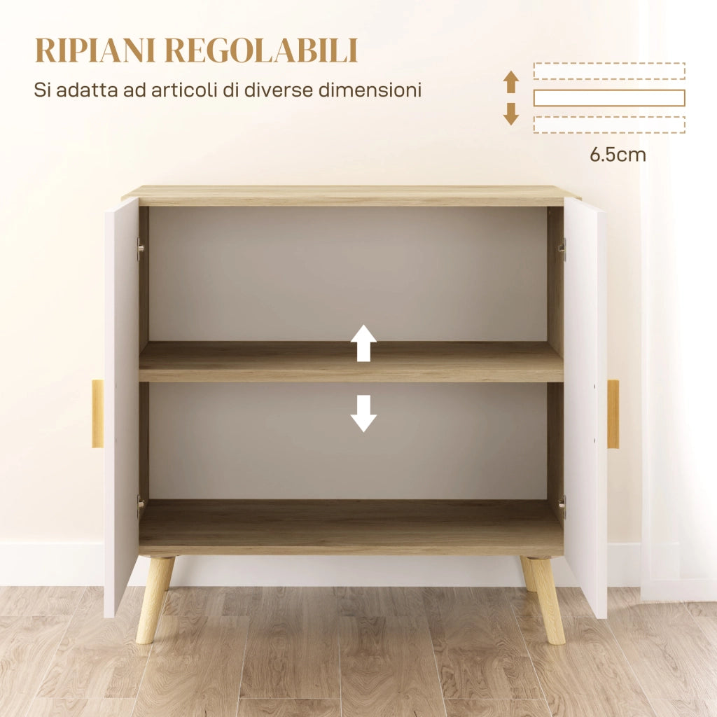Mobile Multiuso Salvaspazio ¨C Xylo ¨C Legno Bianco e Rovere, 76x41.2x74 cm