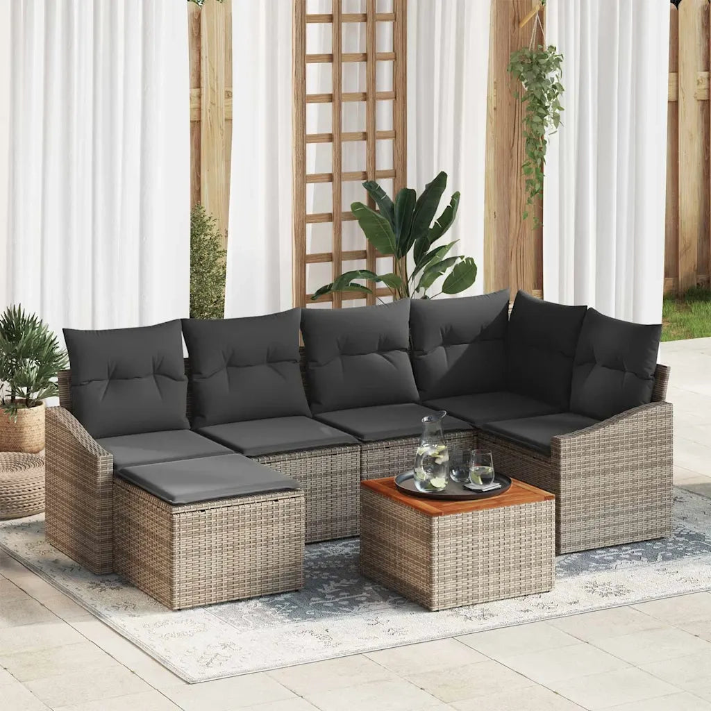 Set Divano da Giardino 7 pcs Grigio polyrattan 3356522