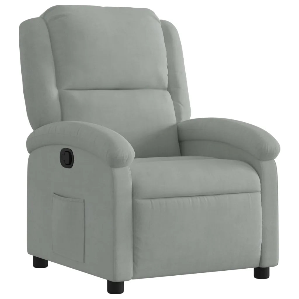 Poltrona | Sedia Relax reclinabile in velluto grigio chiaro