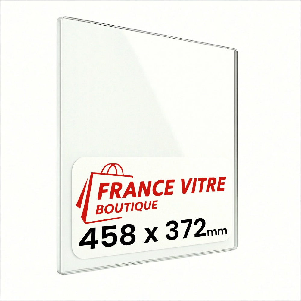 458 x 372 x 4 mm - Vetro per stufa a legna - vetro camino di ricambio - vetro per caminetto resistente al fuoco - France Vitre