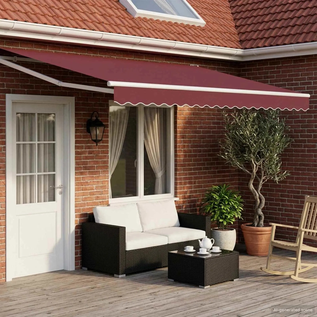Tenda retrattile manuale con LED Borgogna e Bianco 4 × 3 m 3419289