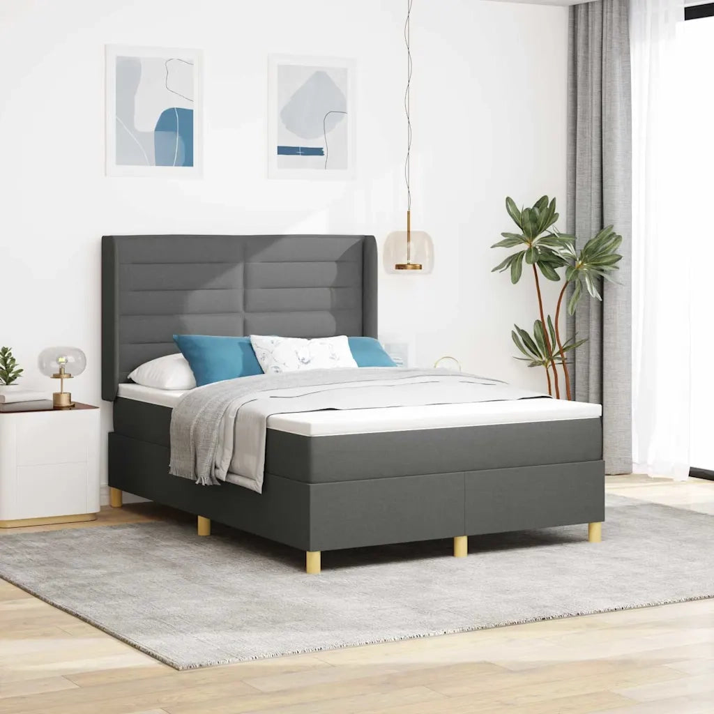 Letto a molle con materasso Grigio scuro 160 x 200 cm Tessuto 3341778