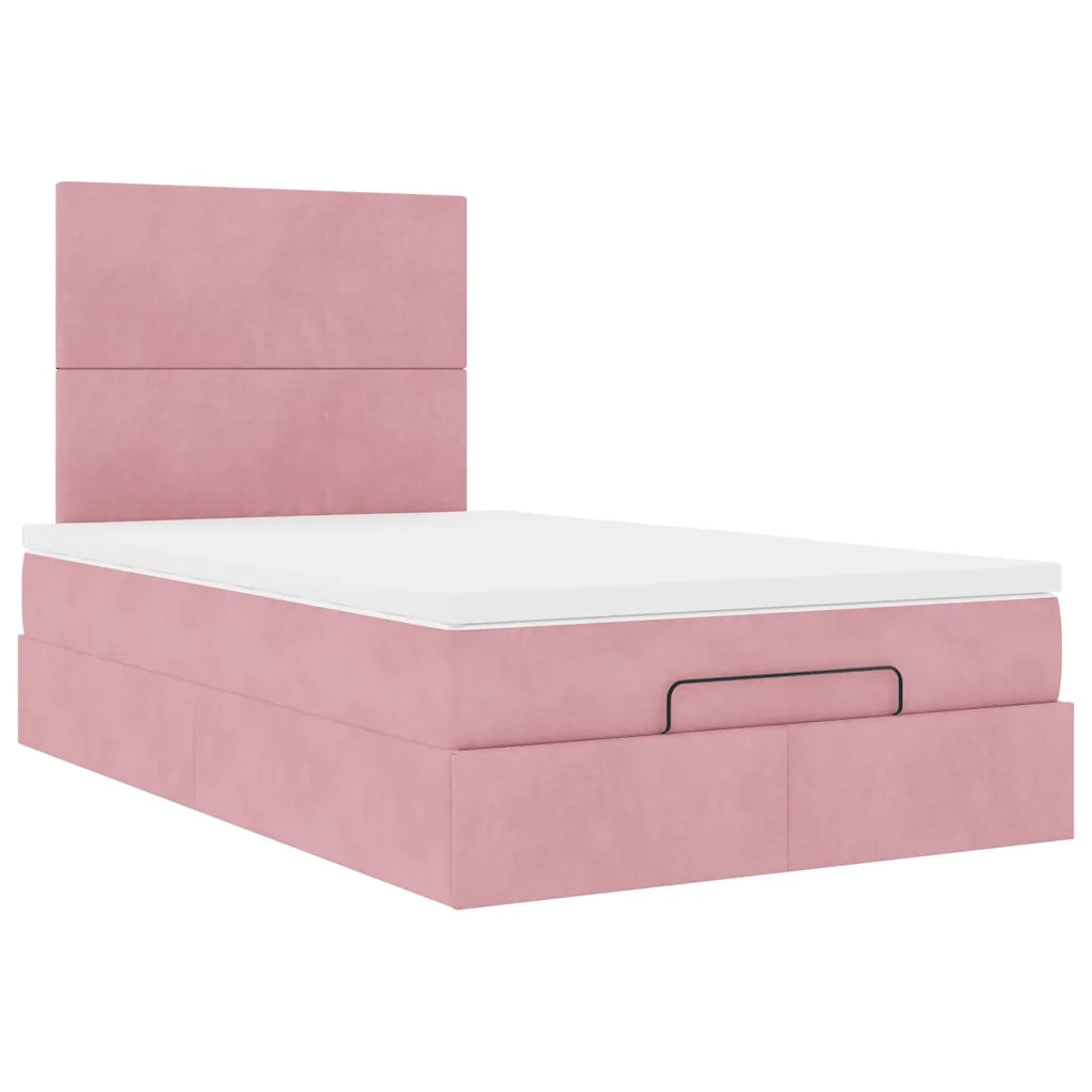 Struttura Letto Pouf con Materassi Rosa 120x190 cm Velluto 3314239