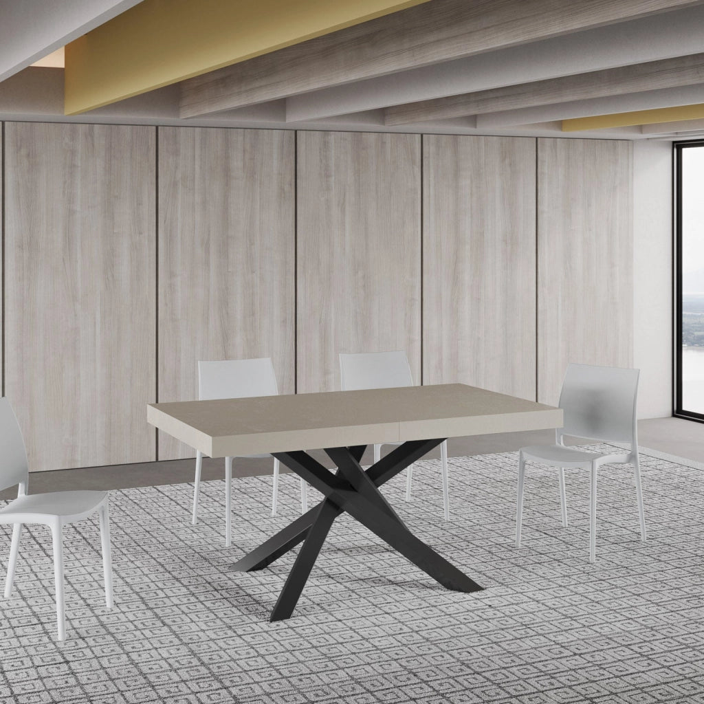Tavolo Allungabile 160-264x90x77 cm Volantis Cashmere Telaio Antracite