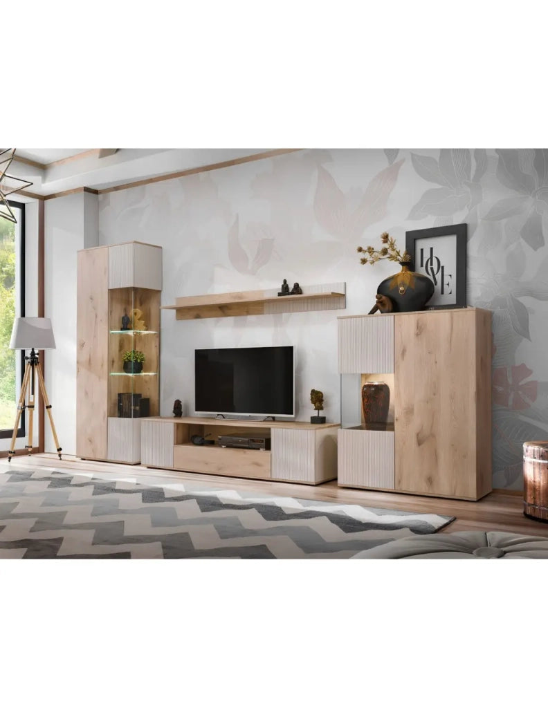 Vetrina ERINA – 2 porte – Rovere chiaro e beige