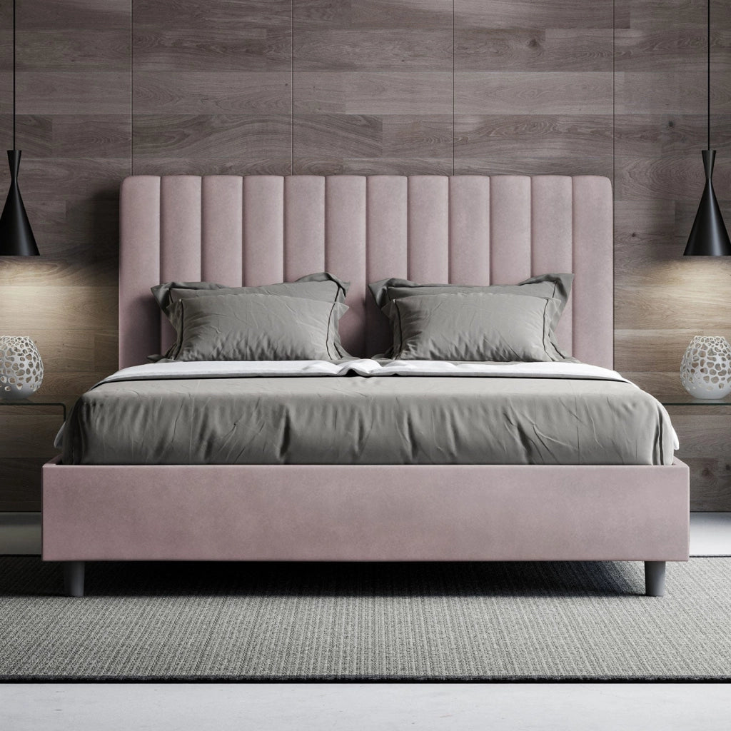 ityhome Letto matrimoniale king size con rete imbottito 170x190 microfibra grigio Agueda