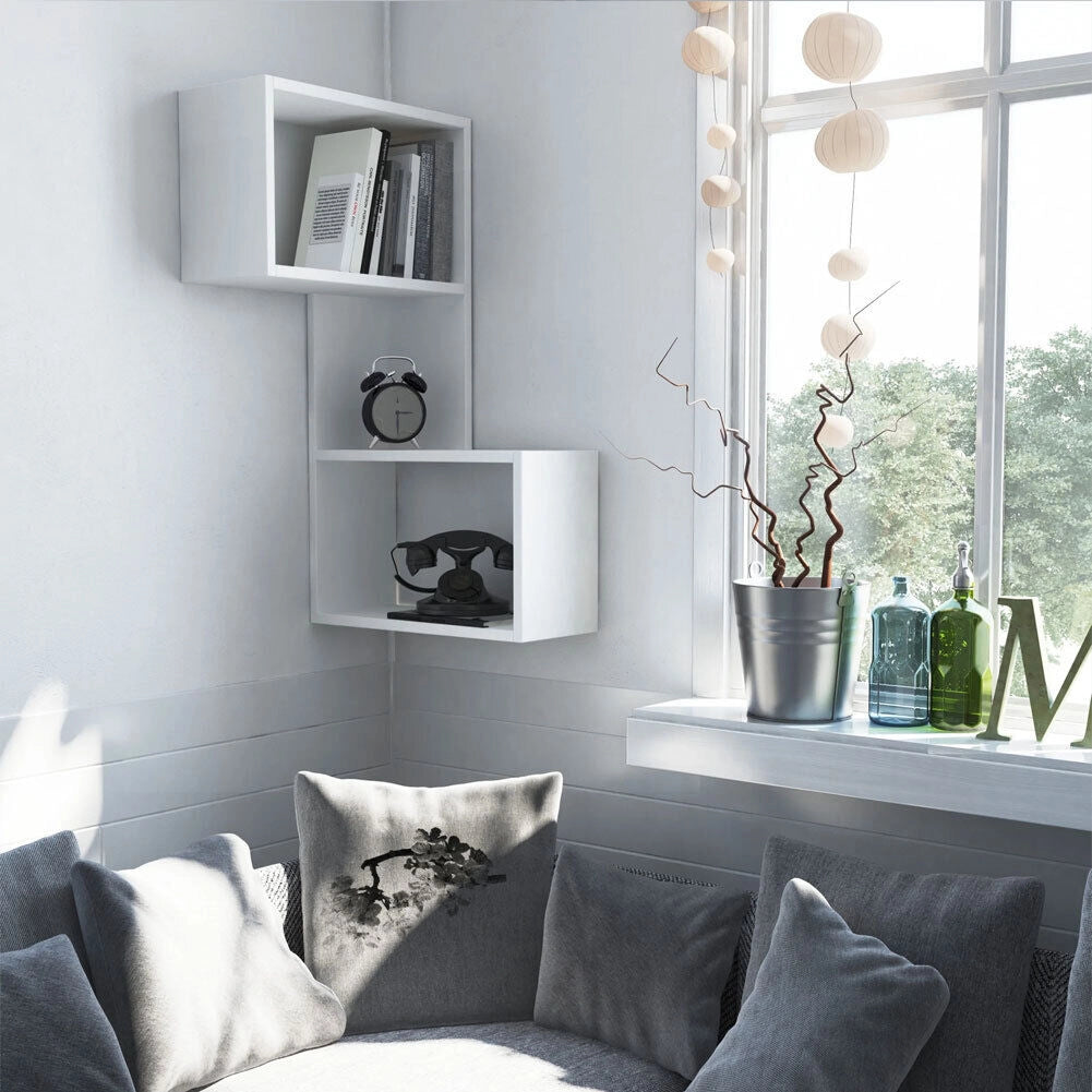 Mensola Angolare Bianco Scaffale Scaffalatura ad Angolo per Arredamento Moderno