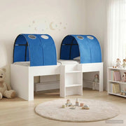 Letto Alto per Bambini con Tunnel 3 pz Bianco e Blu 3423535