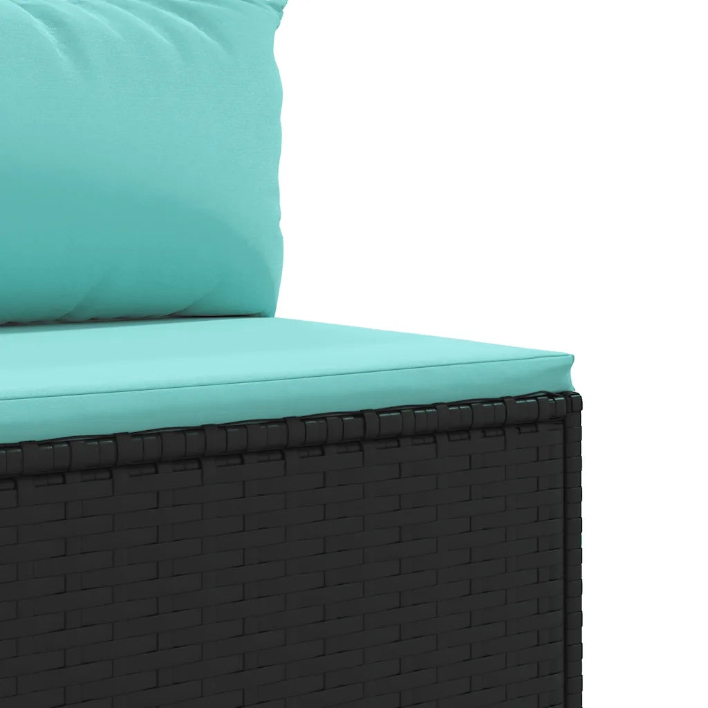 Set Mobili da Giardino 6 pz con Cuscini in Polyrattan Nero 3308172