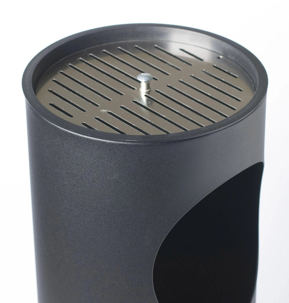 Pattumiera Gettacarte Ø24,3xh66,5 cm con Posacenere In Acciaio Verniciato Nero