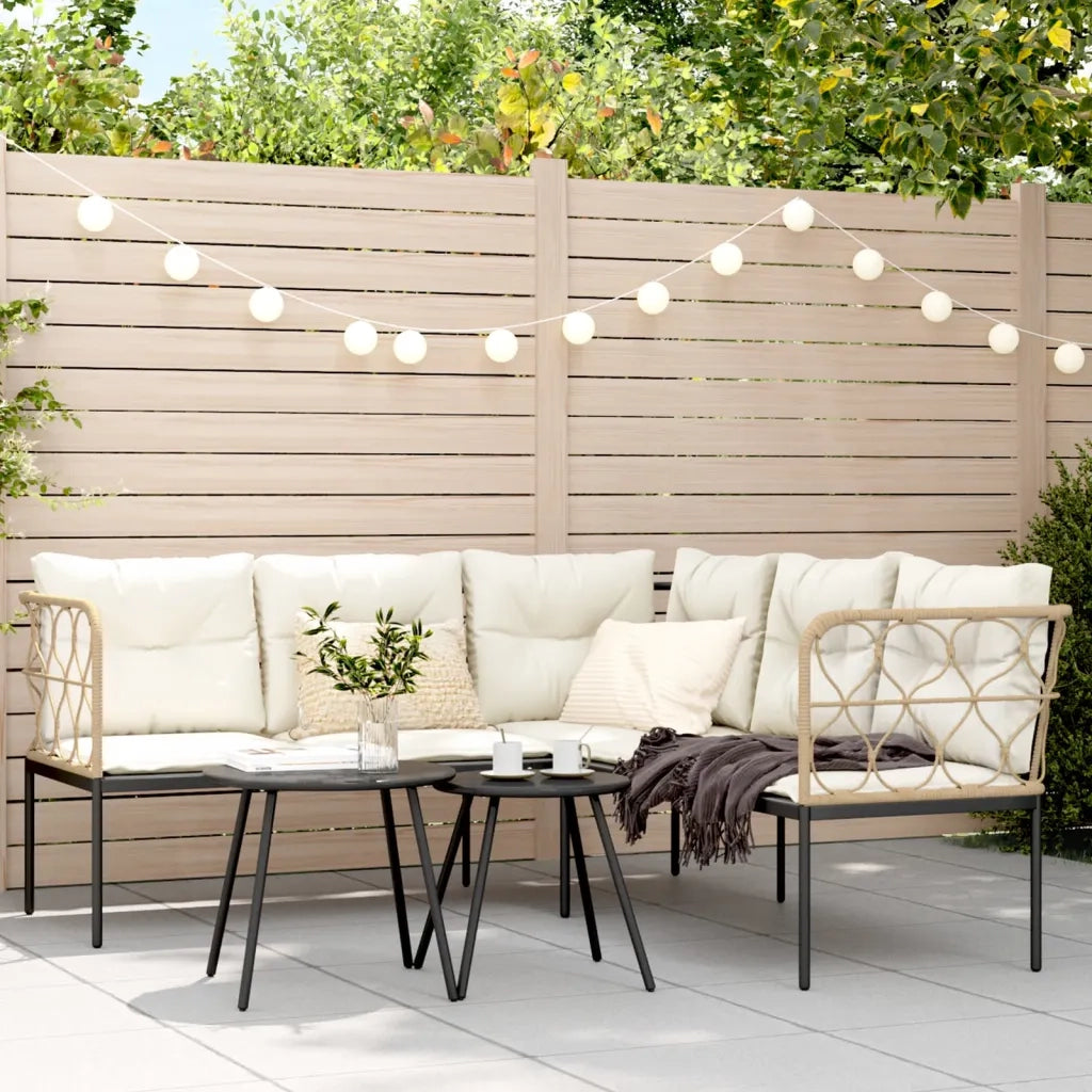 Divano Giardino con Cuscini Forma a L-Sofa da Giardino-Divanetto da esterno Nero Acciaio e Textilene 558973