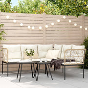 Divano Giardino con Cuscini Forma a L-Sofa da Giardino-Divanetto da esterno Nero Acciaio e Textilene 558973