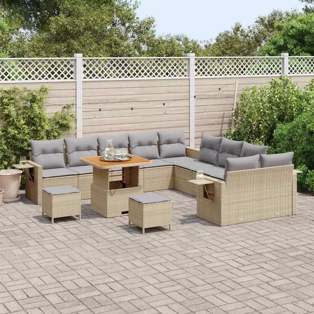 Set Divano da Giardino con cuscino 13 pcs Beige polyrattan 3363752