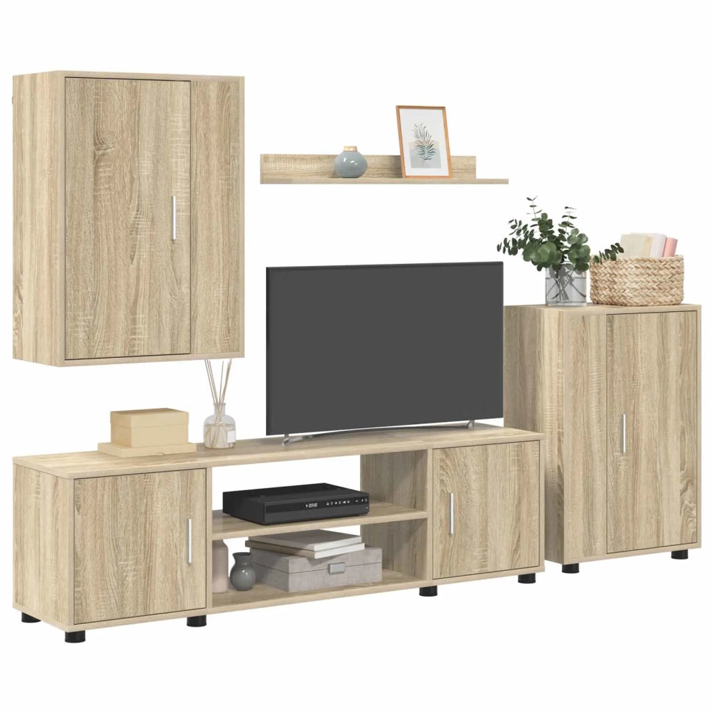 Set mobile TV 4 pcs Rovere Sonoma Legno multistrato 3397898