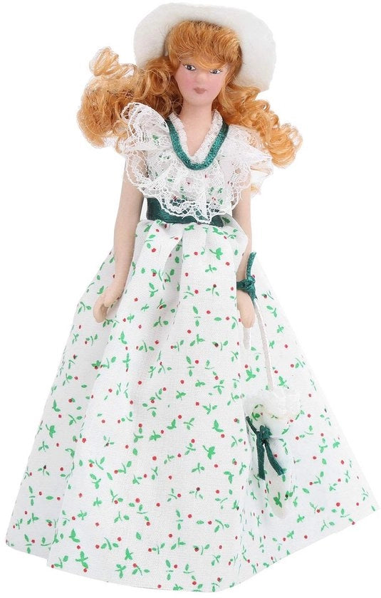 Miniatura Pop - Dama in Porcellana con Standard - 1:12 Miniatura Popolare - Accessori per Casa di Bambola - Elegante Popolare - Altezza 15,5 cm