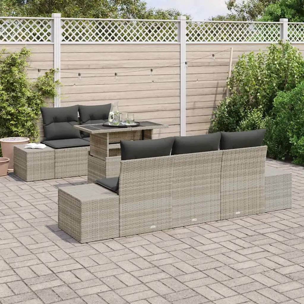 Set di divani con cuscino 6 pcs Grigio chiaro polyrattan 3349098