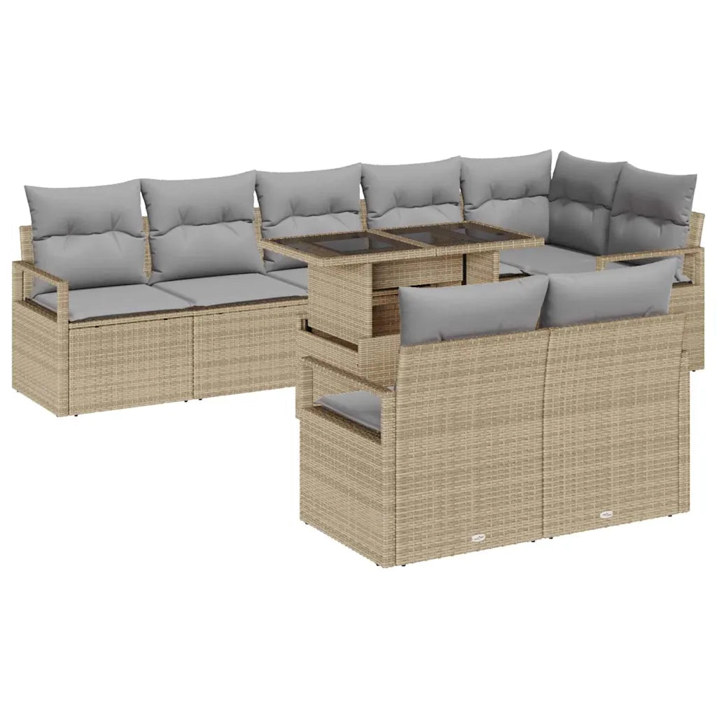 Set Divano da Giardino 9 pcs beige e grigio chiaro polyrattan 3348846