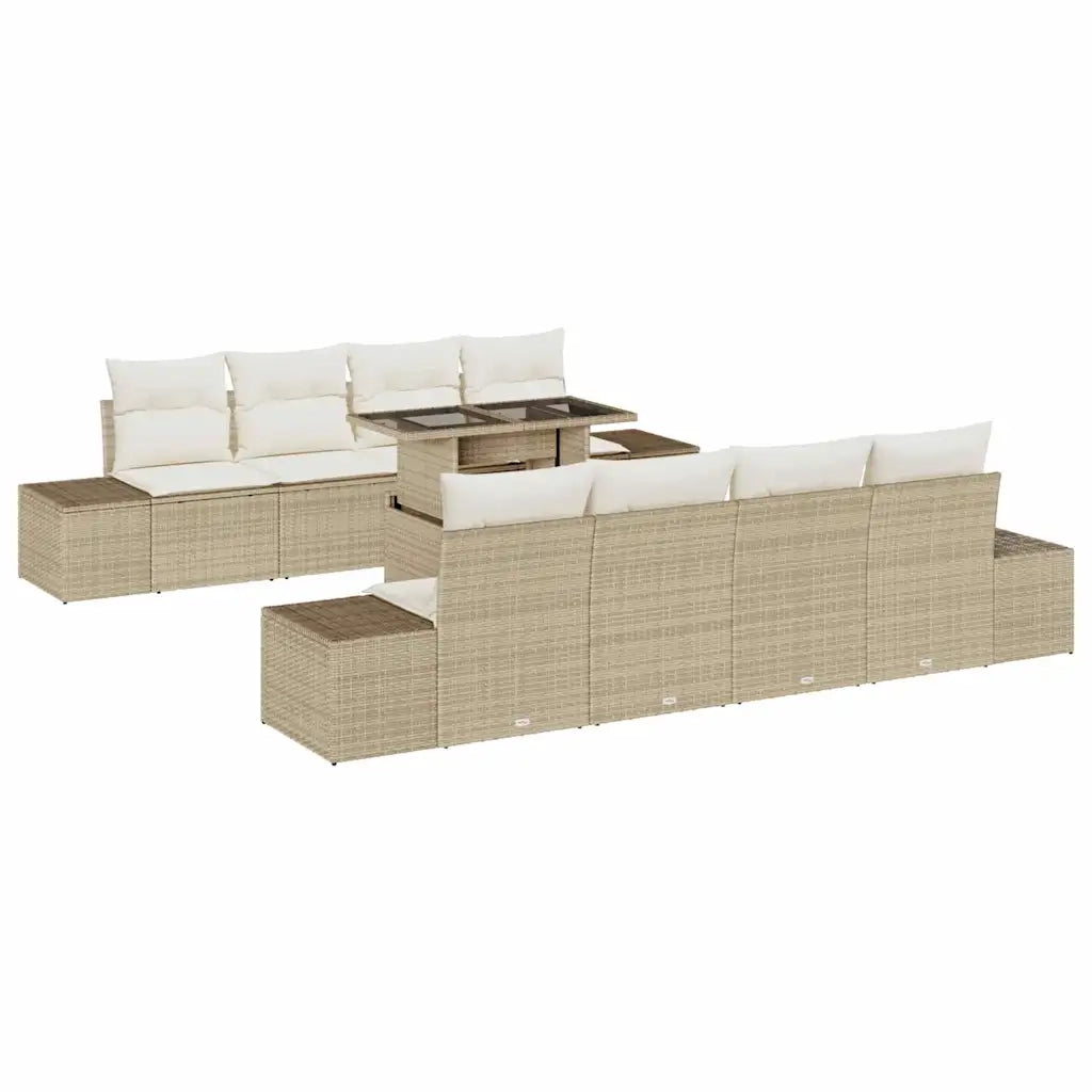 Set Divano da Giardino 9 pcs Beige e Crema polyrattan 3349147