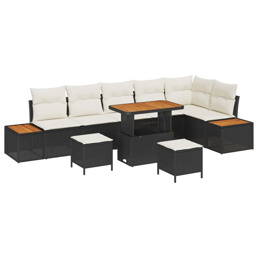 Set Divano da Giardino con cuscino 9 pcs Nero e Crema 3363325