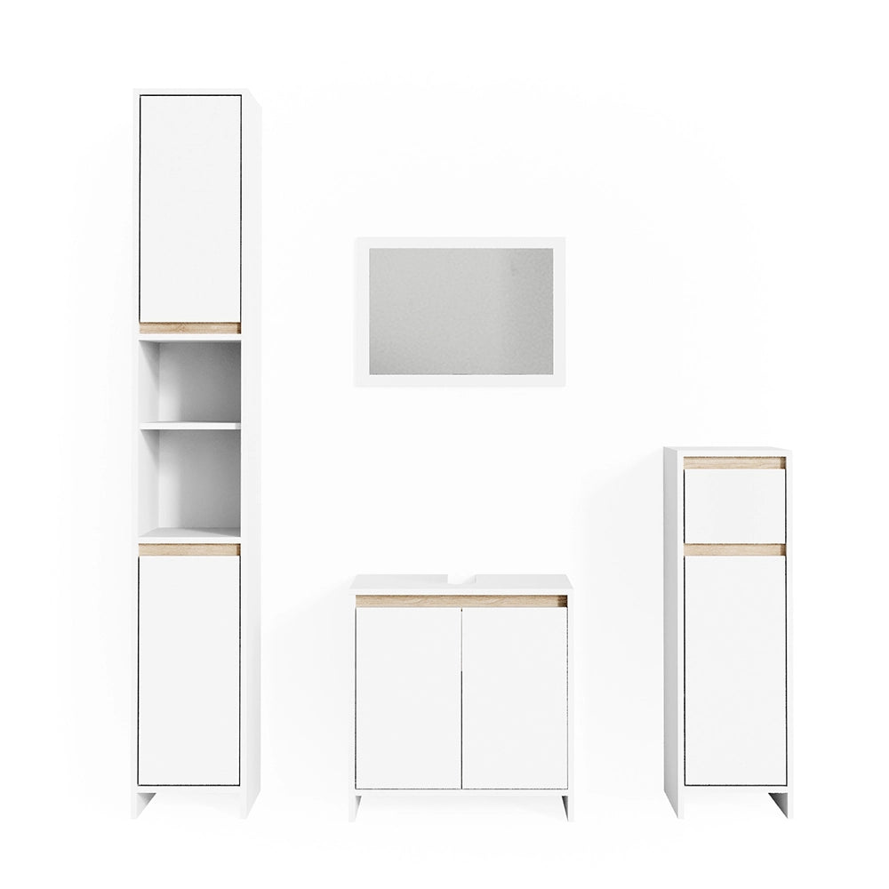 Vicco Set mobili bagno Bianco/Sonoma 4 parti