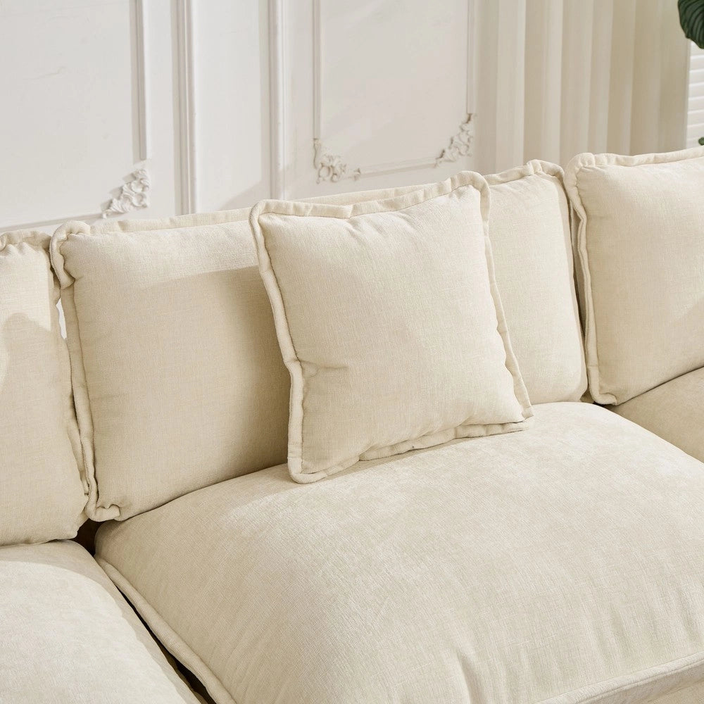 Divano 1 Posto in Tessuto Chenille ¨C Xylo ¨C Beige, Cuscino Imbottito