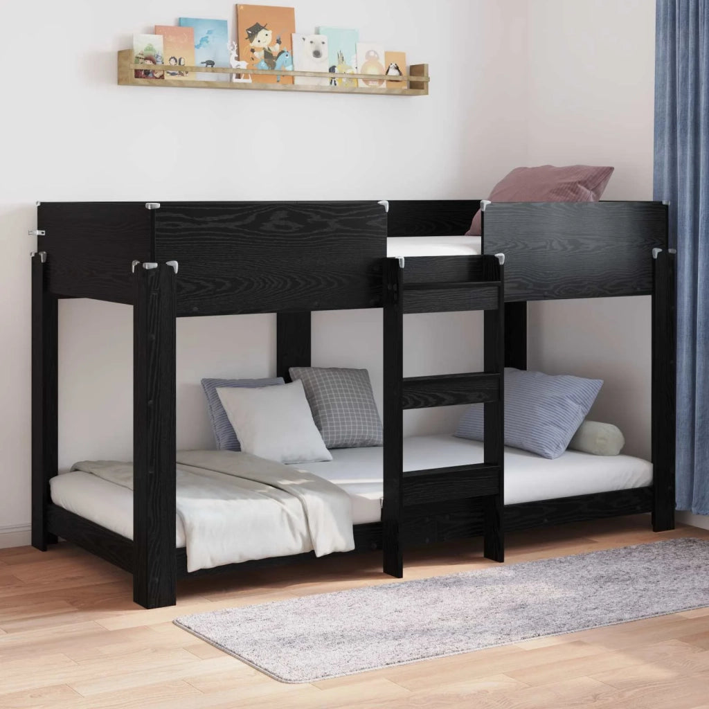Letto a Castello per Bambini Rovere Nero 90 x 200 cm