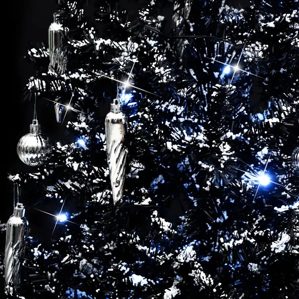 Albero di Natale con Nevicata e Base ad Ombrello Nero 140cm PVC 289932