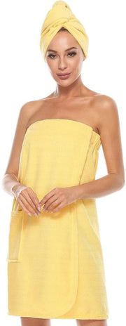 Sauna kilt per donne con chiusura a clip e cintura elastica gialla dimensioni S/M