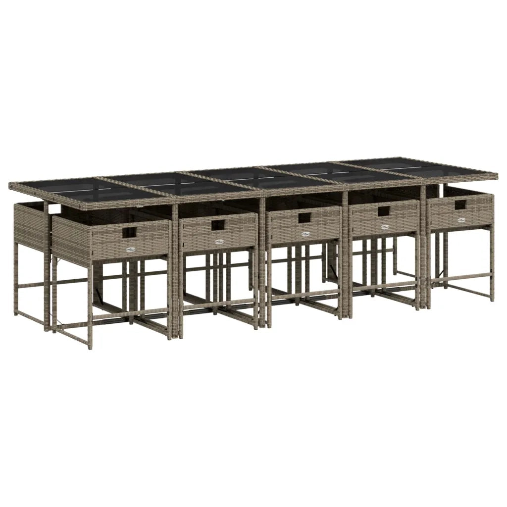 Set da pranzo da giardino da 11 pz con Cuscini in Polyrattan Grigio 3278064