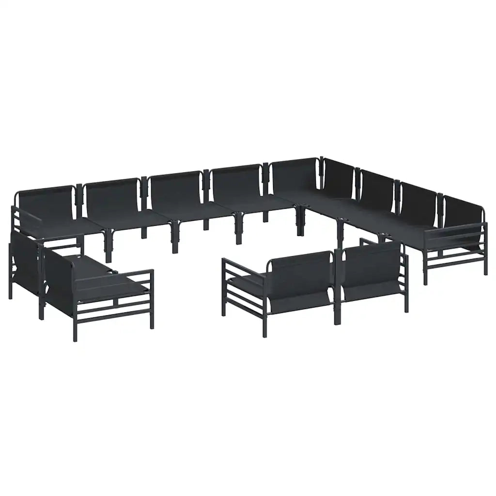 Set Divano da Giardino con cuscino 12 pcs Nero Acciaio