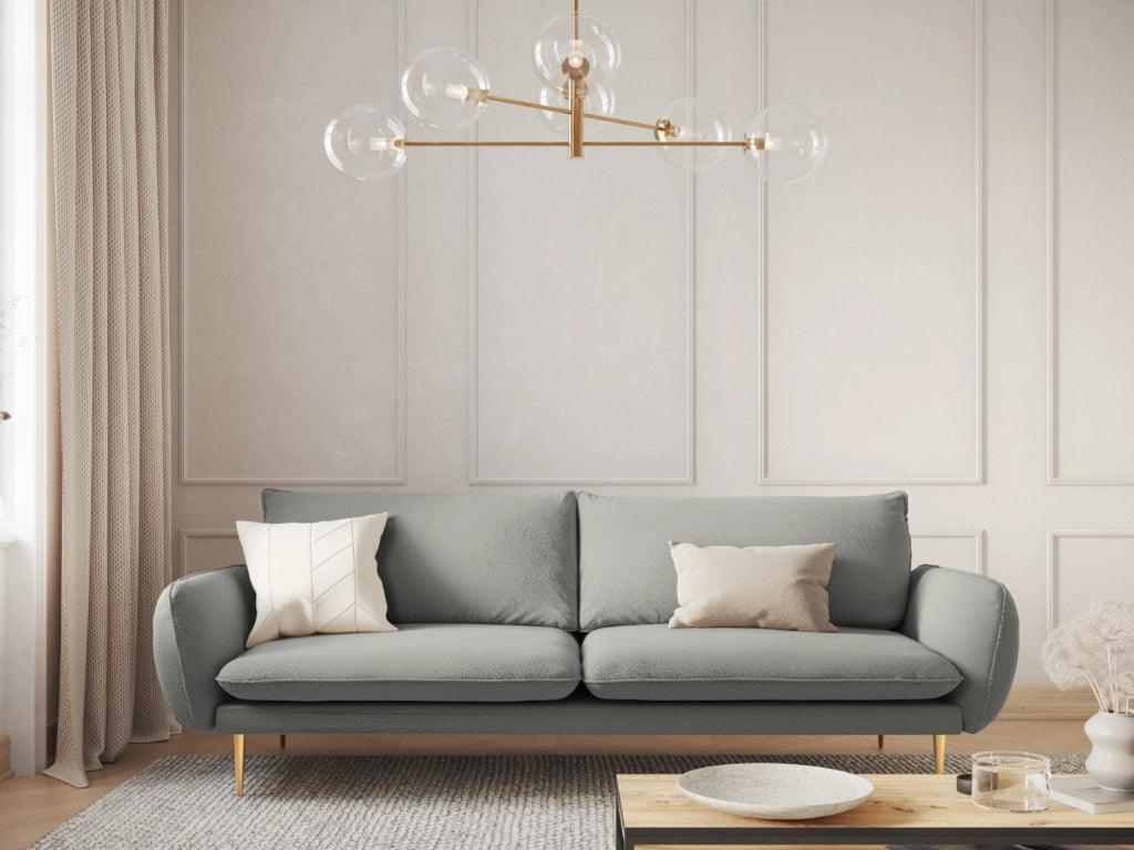 Cosmopolitan Design - Divano "Vienna" 4 posti in bouclé grigio 