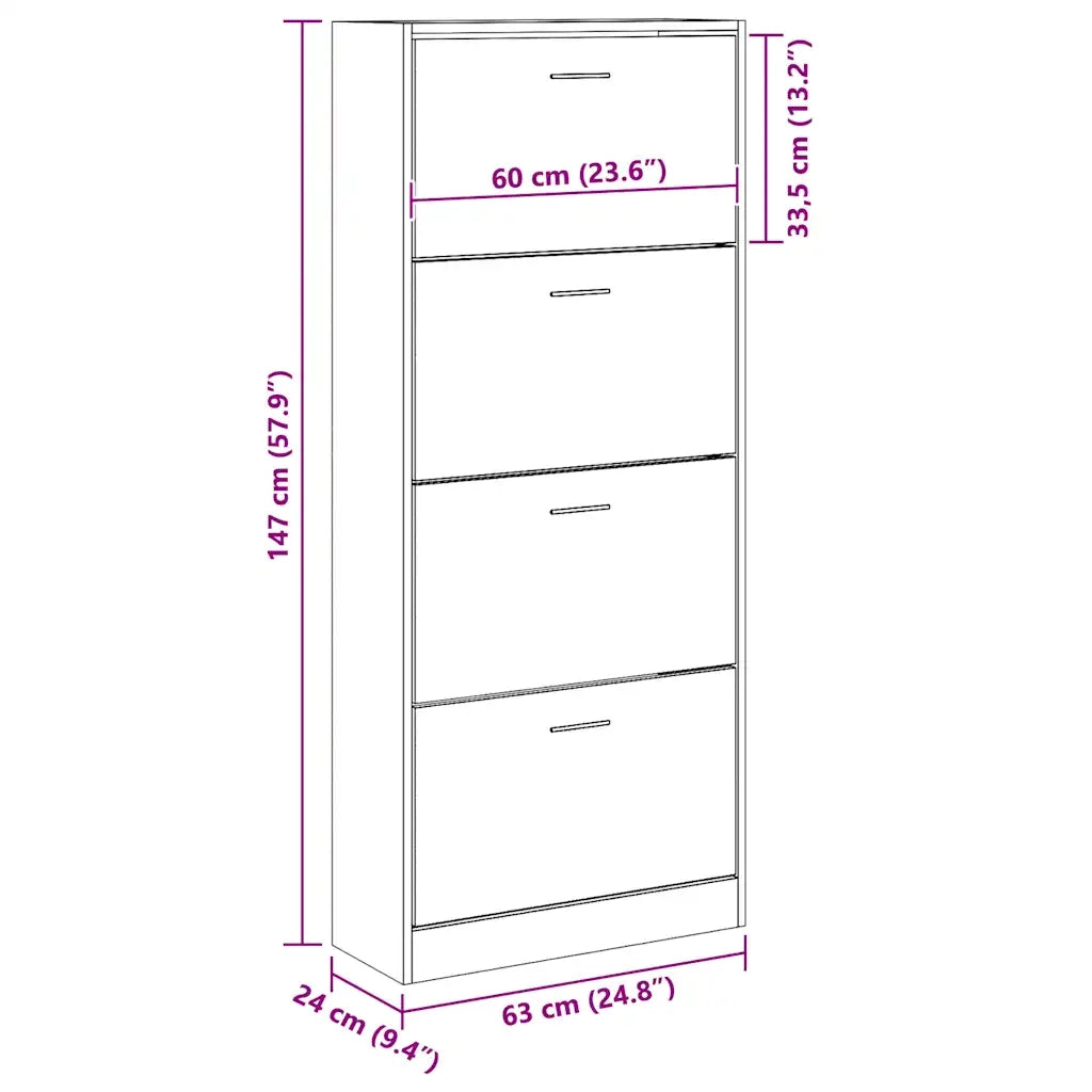 Scarpiera | Mobile per scarpe Grigio Cemento 63x24x147 cm in Legno Multistrato