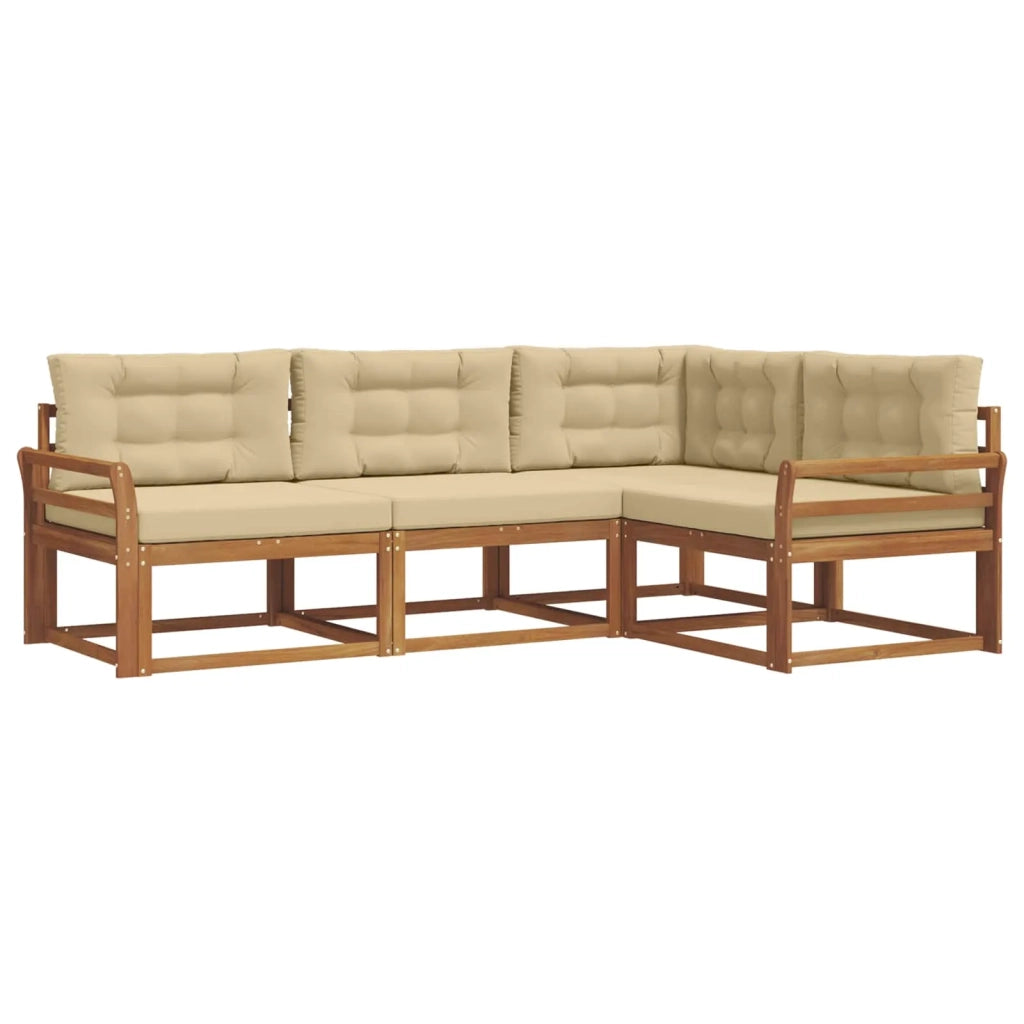 Set di divani da esterno con cuscino 4 pcs Naturale e Beige 3367511
