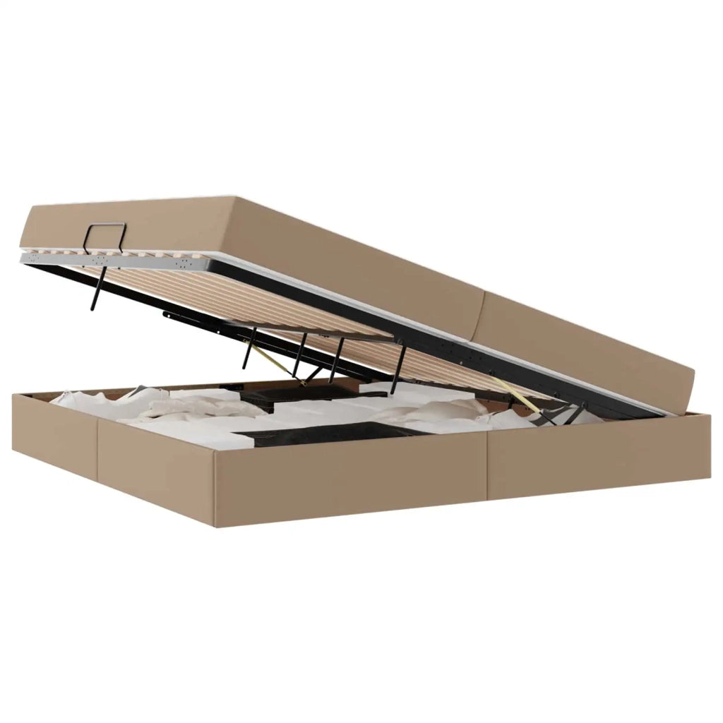 Letto con contenitore e materasso 2 pcs Cappuccino Pelle 3399627