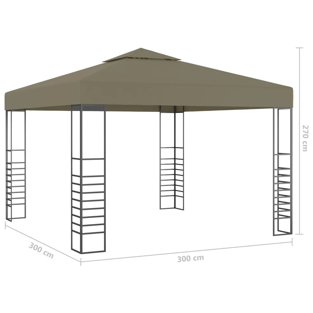 Gazebo | Pergolato con Luci LED a Stringa 3x3 m Grigio Talpa