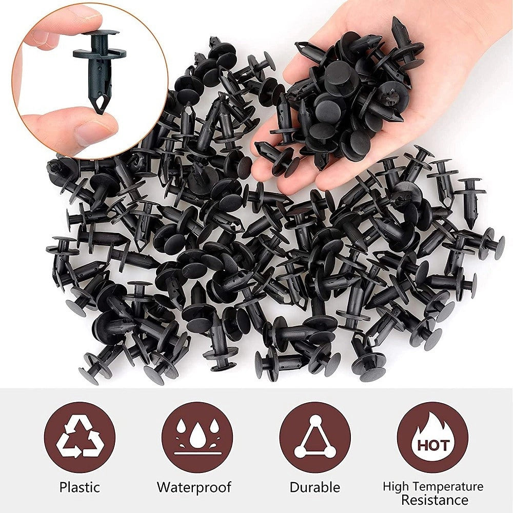 Trade Shop - Kit 40pz Clip Di Fissaggio Automatico Rivetto In Plastica Per Paraurti Auto Nero -