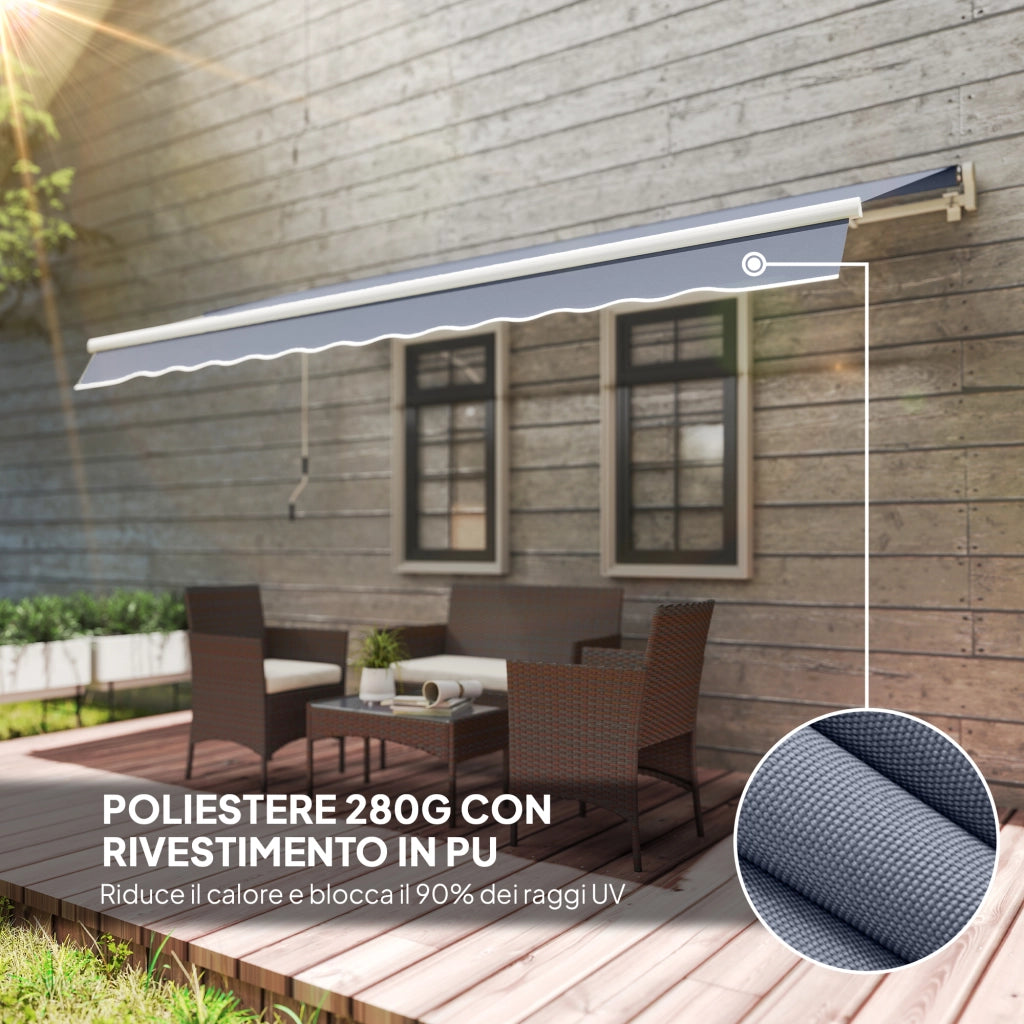 Tenda da Sole per Esterno a Bracci Avvolgibile ¨C Minimal ¨C Grigio 360x250 cm