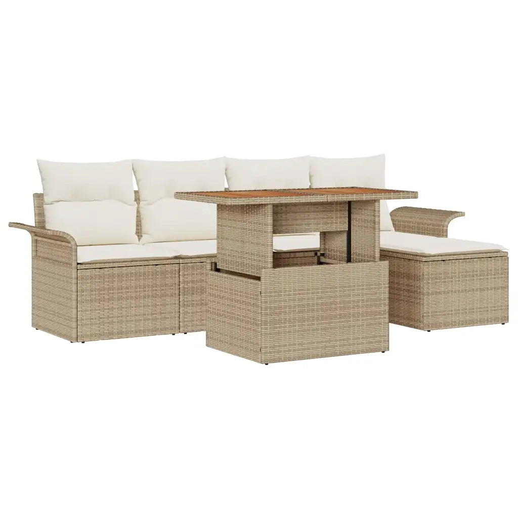 Set Divano da Giardino con cuscino 6 pcs beige e panna 3349322