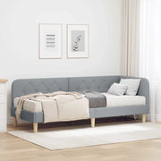 Cornice del letto ad angolo Grigio chiaro 80 x 200 cm Tessuto