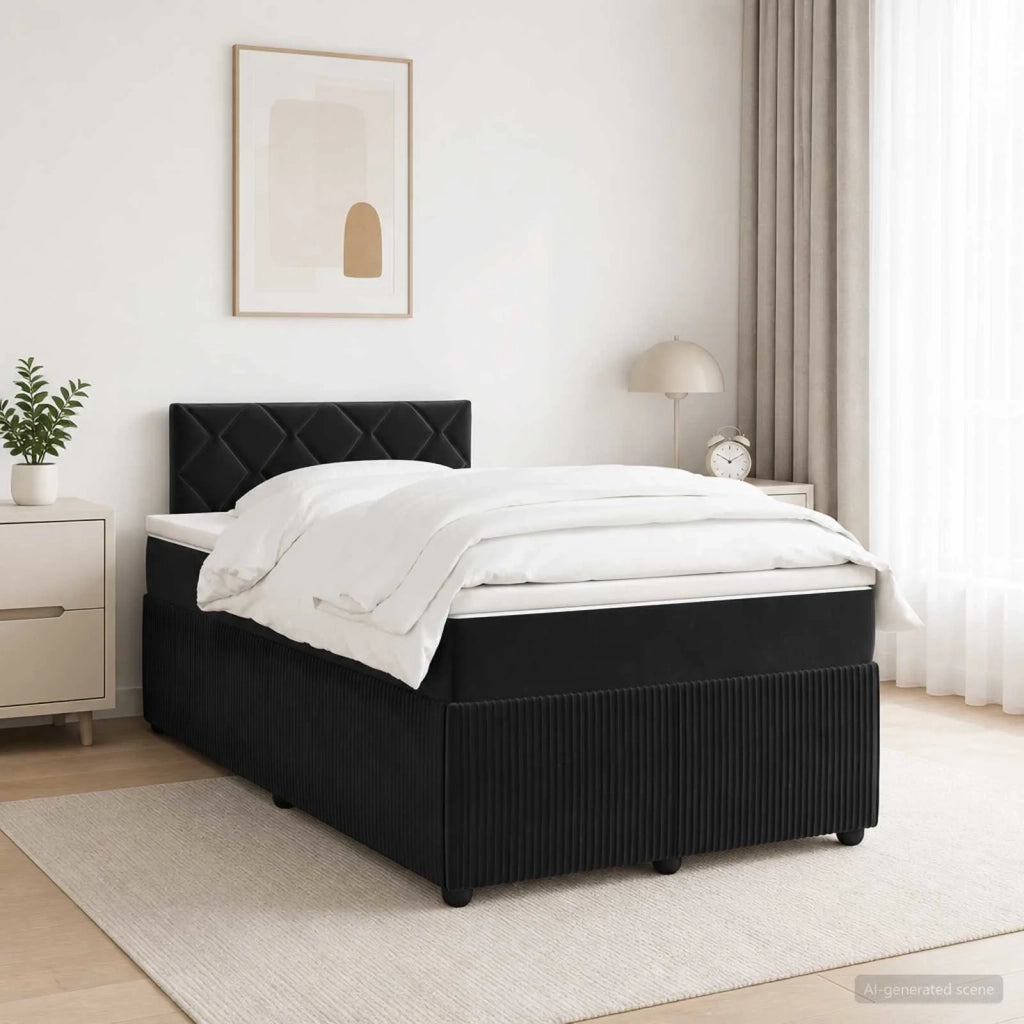 Letto box spring con materasso Nero 120 x 190 cm Velluto 3453109