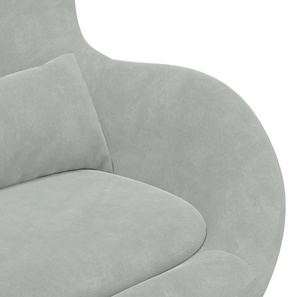 Poltrona | Sedia Egg con Pouf Grigio chiaro Velluto