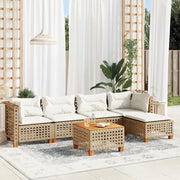 Set Divano da Giardino 6 pz con Cuscini Beige in Polyrattan 3261796