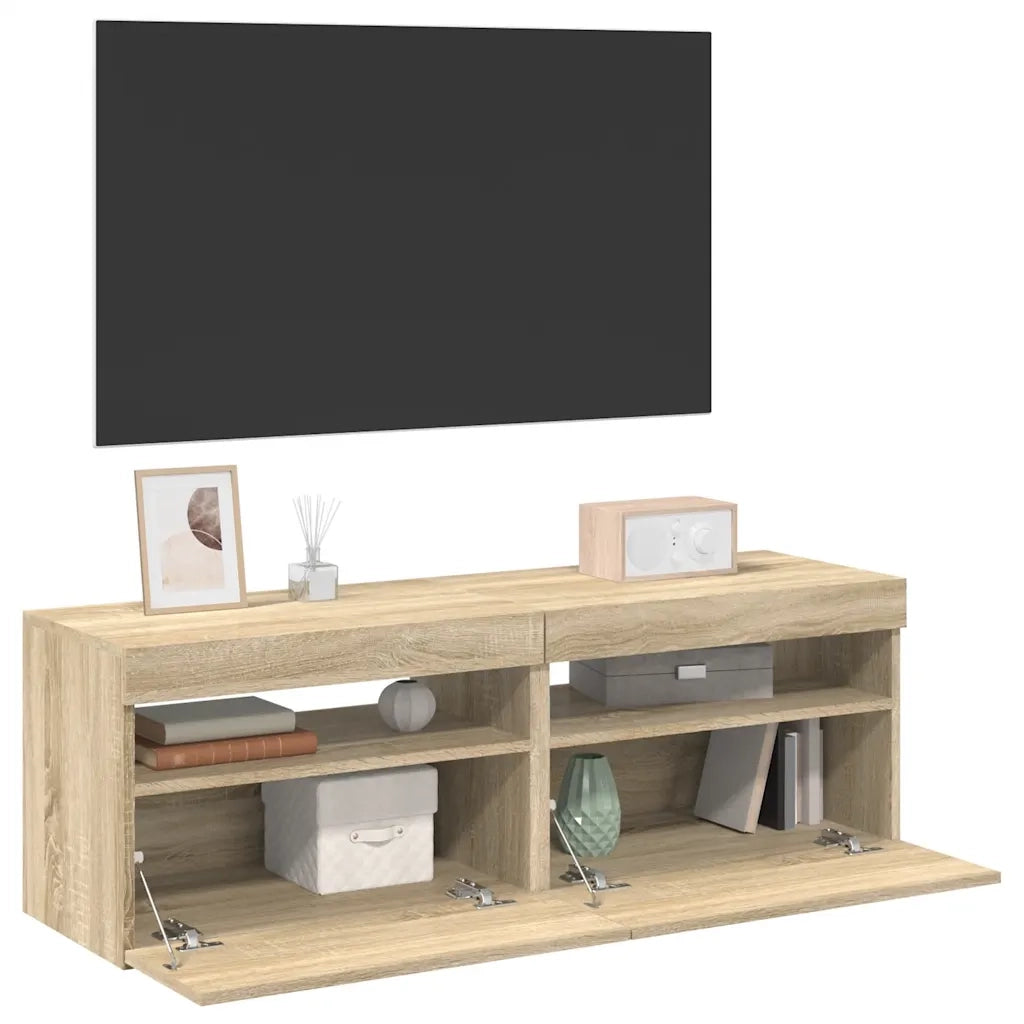 Mobili Porta TV con LED 2 pz | Armadietto TV | Mobile Porta TV Rovere Sonoma 60x35x40 cm