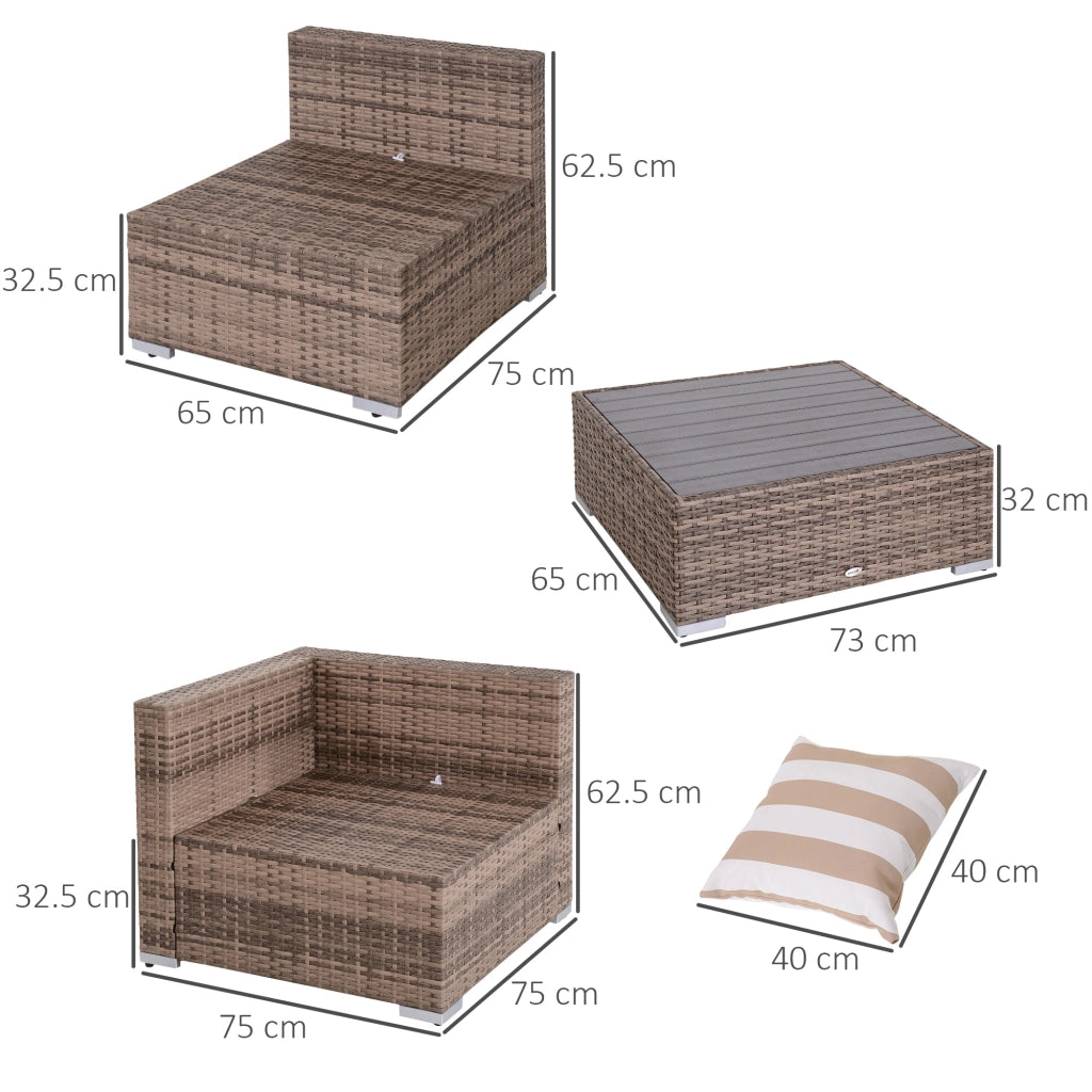 Set Salotto Giardino 7 Pezzi Rattan ¨C Xylo ¨C Divano Modulabile con Tavolino e Cuscini Grigio
