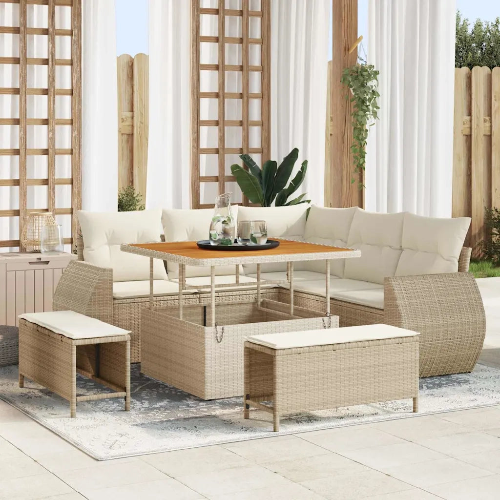 Set Divano da Giardino 8 pcs Beige e Crema polyrattan 3363816