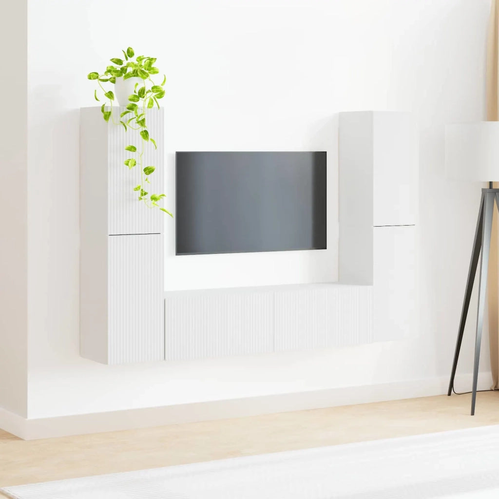 Set mobile TV 6 pcs Bianco Legno multistrato 3409105
