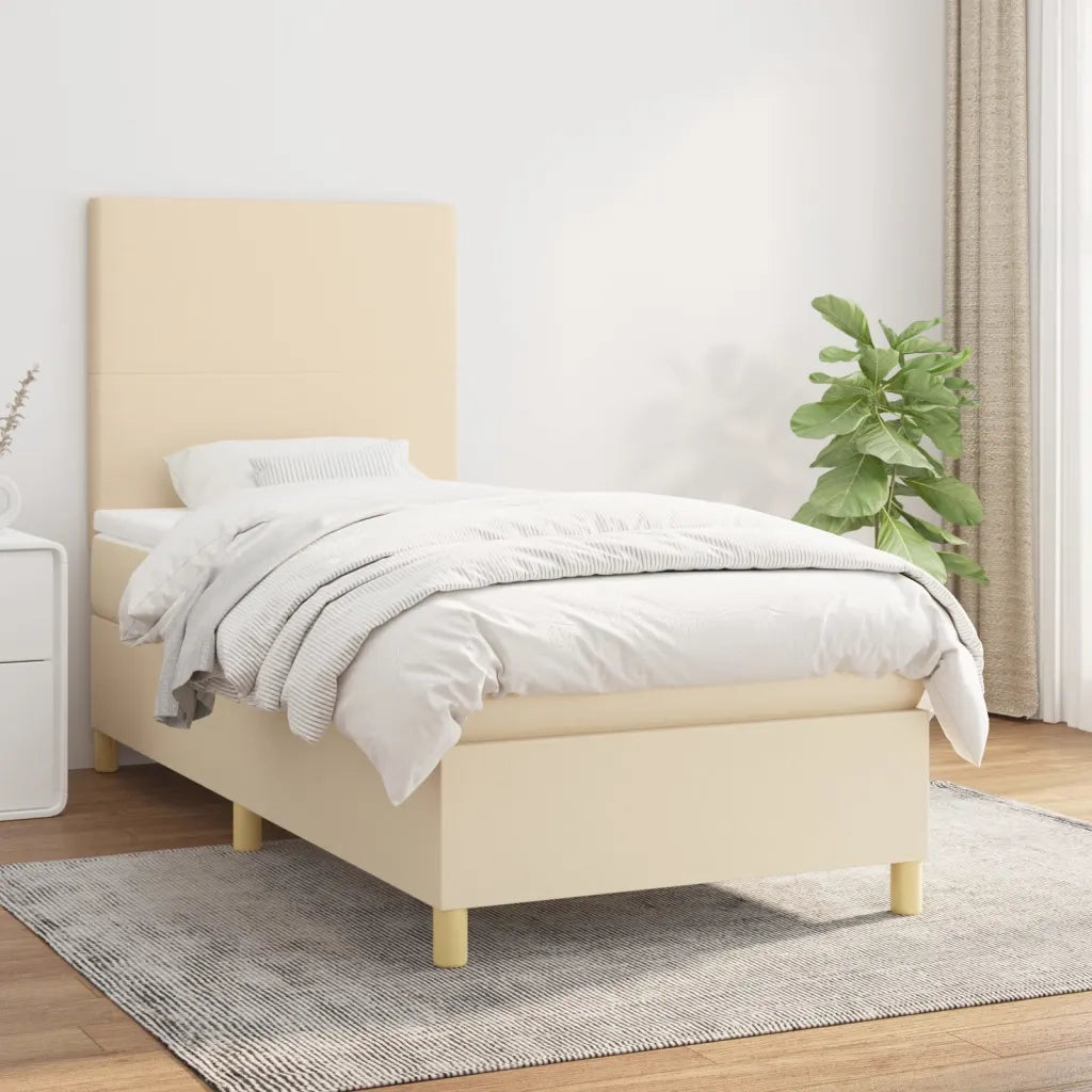 Giroletto a Molle con Materasso Crema 90x190 cm in Tessuto 3142142