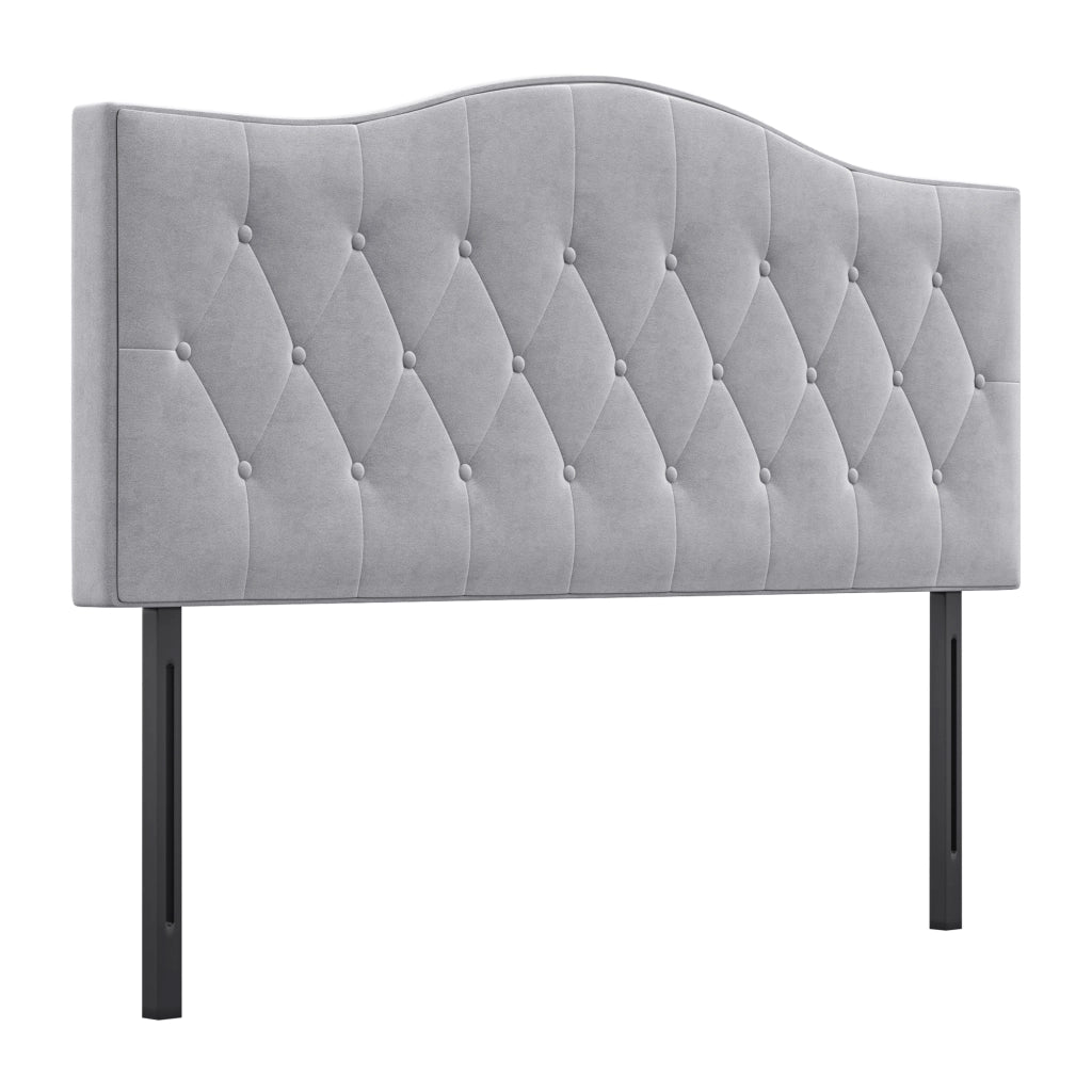 Testiera letto imbottita in velluto grigio ¨C Xylo ¨C 185x134 cm